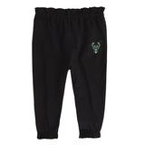 Infant Outerstuff I Love Basketball Milwaukee Bucks 3-Piece Onesie Set In White & Black - Pants Front View