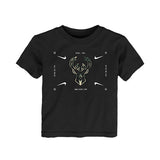 Toddler Nike ESS ATC Logo 2 Milwaukee Bucks T-Shirt In Black - Front View