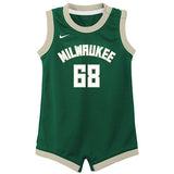 Infant Nike Icon Bango Milwaukee Bucks Onesie In Green - Front View