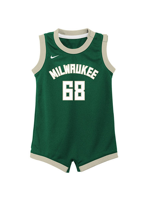 Infant Nike Icon Bango Milwaukee Bucks Onesie In Green - Front View