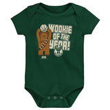 Infant Outerstuff Wookie of the Year Milwaukee Bucks Onesie In Green - Front View