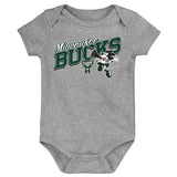 Infant Outerstuff Team Love Minnie Milwaukee Bucks Onesie In Grey - Front View