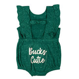Infant Girls Gidget Ruffle Milwaukee Bucks Onesie In Green - Back View