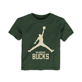 Toddler Jordan Essential Milwaukee Bucks T-Shirt In Green - Front View