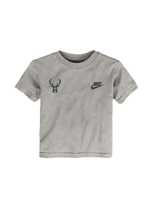 Toddler Nike Essential Club Icon Milwaukee Bucks T-Shirt In Grey - Front View