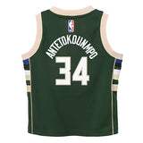 Toddler Nike Giannis Icon Milwaukee Bucks Swingman Jersey In Green - Back View