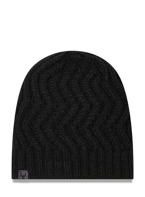Women's New Era Refined D3 Black Milwaukee Bucks Knit Hat - Front View