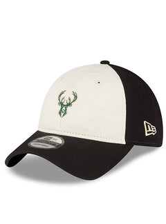 New Era 2022 Statement Edition 9Twenty Icon Milwaukee Bucks Adjustable Hat In Black & White - Angled Left Side View