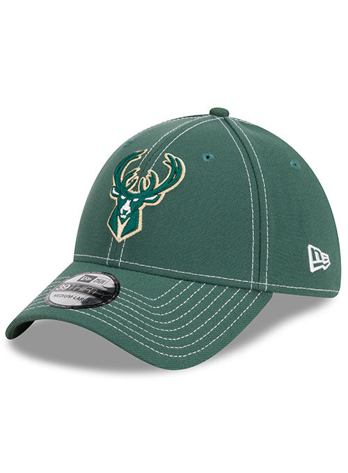 New Era Flex 39Thirty Classic D1 Green Milwaukee Bucks Hat - Angled Left Side View
