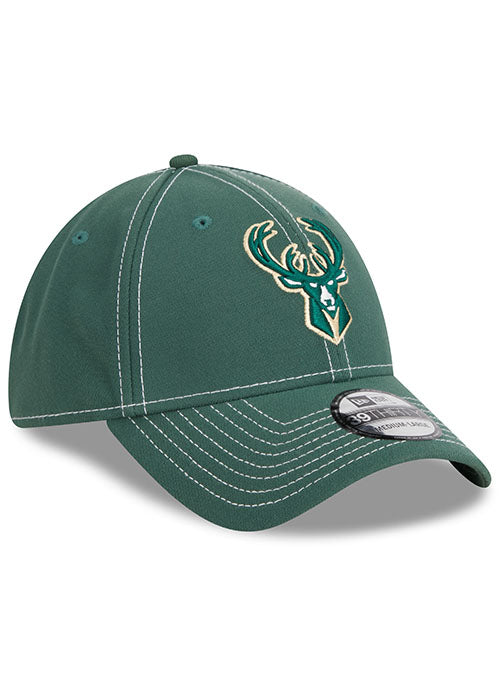 New Era Flex 39Thirty Classic D1 Green Milwaukee Bucks Hat - Angled Right Side View