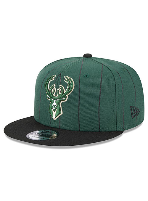 New Era 9Fifty Vintage GRN/BLK Milwaukee Bucks Hat - Angled Left Side View