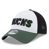 New Era 9Twenty Back Half 23 Milwaukee Bucks Adjustable Hat In Green, White & Black - Angled Left Side View