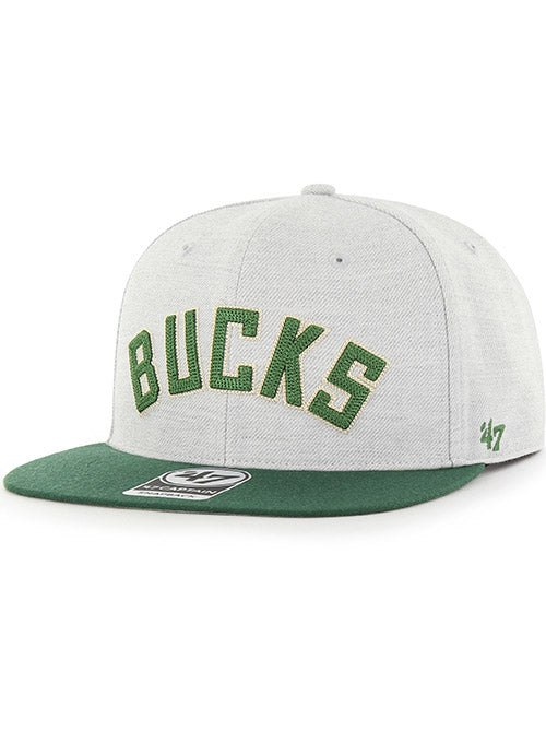 '47 Brand Chain Shot TT Milwaukee Bucks Snapback Hat In Grey & Green - Angled Left Side View