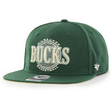 '47 Brand High Post Milwaukee Bucks Snapback Hat In Green - Angled Left Side View