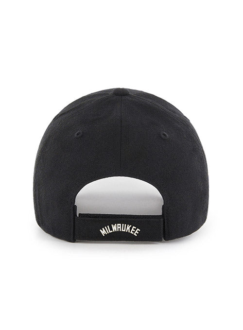 '47 Brand MVP Ball Logo Milwaukee Bucks Adjustable Hat In Black - Back View