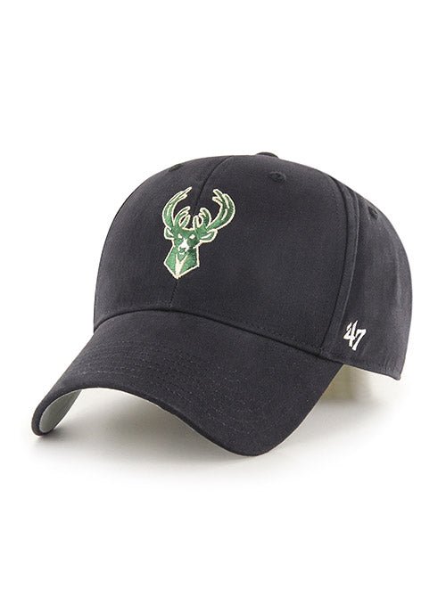 Youth '47 Brand MVP Basic Icon Black Milwaukee Bucks Adjustable Hat