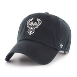 '47 Brand Clean Up Tonal Black Milwaukee Bucks Adjustable Hat - Angled Left Side View
