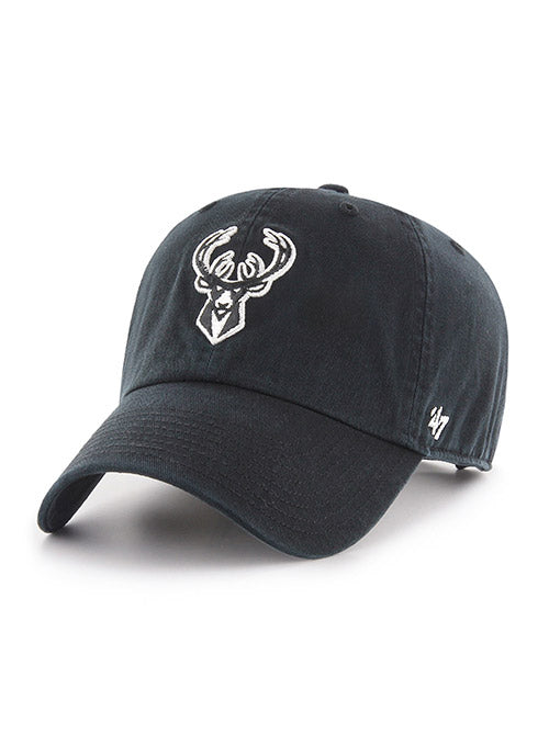 '47 Brand Clean Up Tonal Black Milwaukee Bucks Adjustable Hat - Angled Left Side View