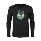 Toddler Global Milwaukee Bucks Long Sleeve T-Shirt In Black - Front View