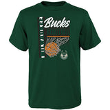 Juvenile Swish Green Milwaukee Bucks T-Shirt In Green - Front View