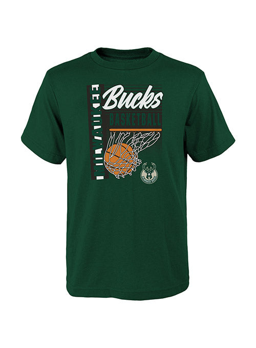 Juvenile Swish Green Milwaukee Bucks T-Shirt In Green - Front View