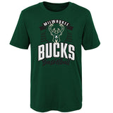 Juvenile Tip-Off Milwaukee Bucks T-Shirt In Green - Front View
