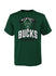 Youth NBA Tip Off Milwaukee Bucks T-Shirt In Green - Front View
