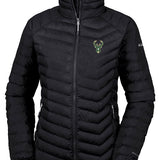 Women's Columbia Powder Lite Milwaukee Bucks Full Zip Jacket In Black - Front View