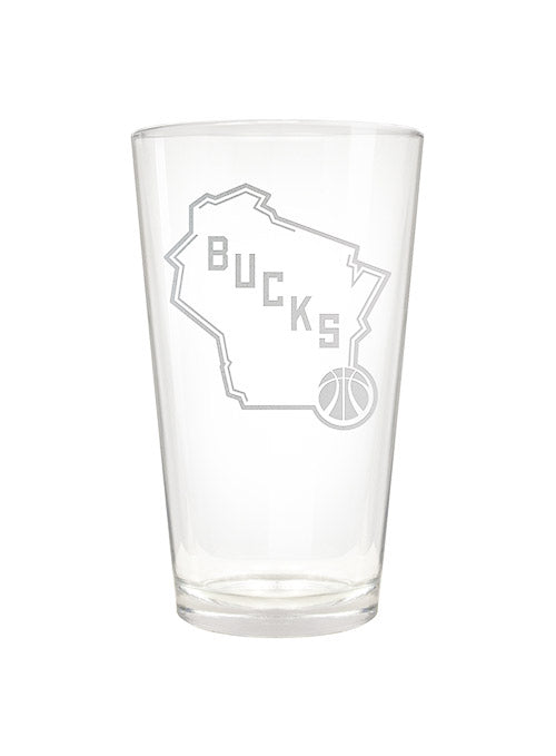 Great American Products Etched State 16oz Milwaukee Bucks Pint Glass