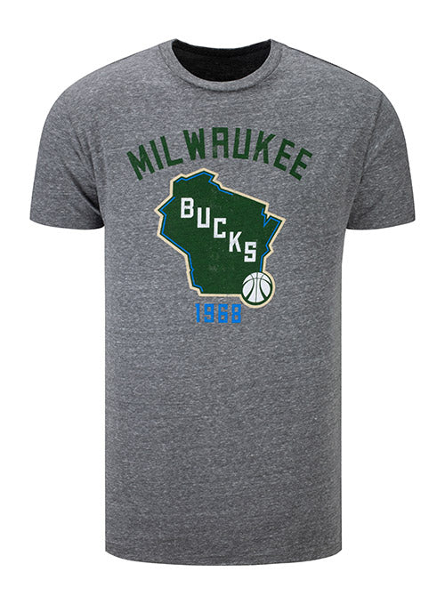 State Logo Grey Milwaukee Bucks T-Shirt - Front View