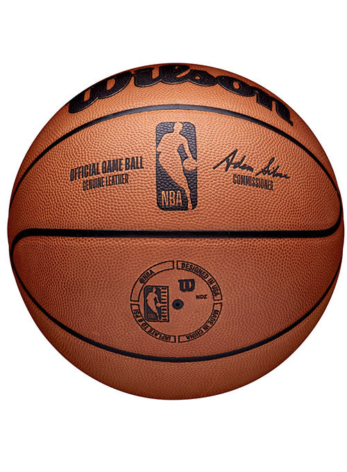 Wilson Official Game Milwaukee Bucks Full Size Basketball In Orange - Back View