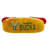 Pets First Hot Dog Milwaukee Bucks Pet Toy In Brown - Side View