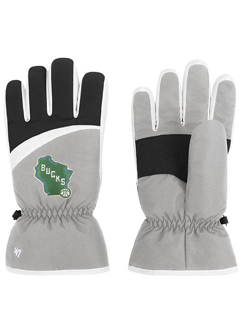 '47 Brand Method State Milwaukee Bucks Gloves In Grey, Black & White - Combined View
