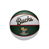 Wilson HWC Retro Milwaukee Bucks Mini Basketball In Green, White & Red - Front View
