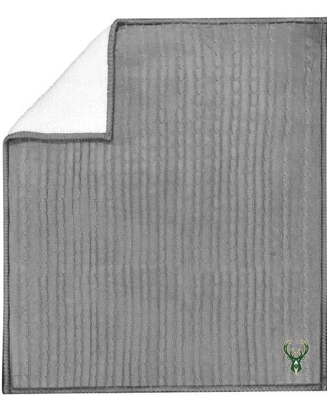 Northwest Company Sherpa Cable Gray Milwaukee Bucks Throw Blanket