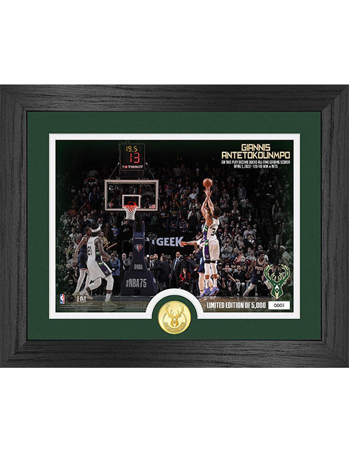 The Highland Mint Giannis Antetokounmpo All Time Scorer 13x16 Milwaukee Bucks Photo