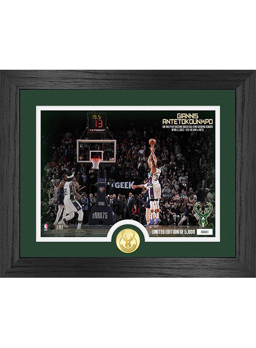 The Highland Mint Giannis Antetokounmpo All Time Scorer 13x16 Milwaukee Bucks Photo