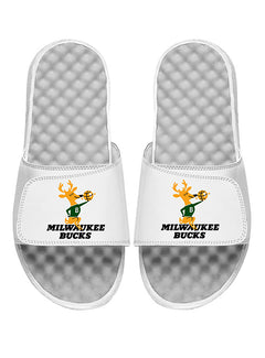 ISlide Hardwood Classics '68 Mantra Milwaukee Bucks Sandals In White