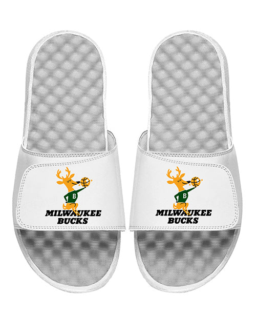 ISlide Hardwood Classics '68 Mantra Milwaukee Bucks Sandals In White