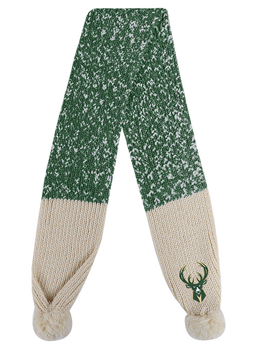 FOCO Confetti Pom Green Milwaukee Bucks Scarf - Scarf Folded Vertically