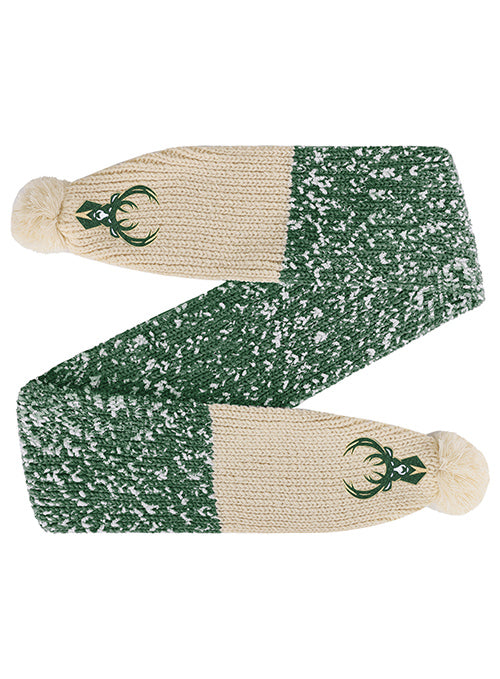 FOCO Confetti Pom Green Milwaukee Bucks Scarf - Scarf Folded In Zig-Zag