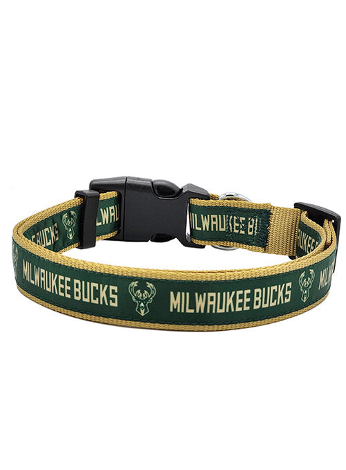 Pets First Satin Milwaukee Bucks Collar In Green - Side View 2