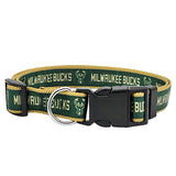 Pets First Satin Milwaukee Bucks Collar In Green - Side View With Buckle