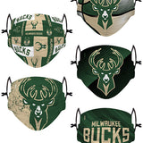 Wiederverwendbare Mund-Nasen-Bedeckungen für Jugendliche von FOCO, 5er-Pack, Milwaukee Bucks