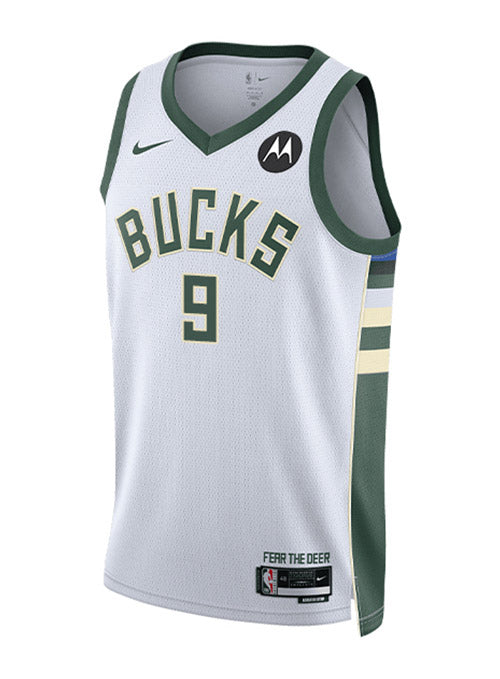 Nike 2022 Association Edition Bobby Portis Milwaukee Bucks Swingman Jersey In White - Front View