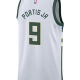 Nike 2022 Association Edition Bobby Portis Milwaukee Bucks Swingman Jersey In White - Back View