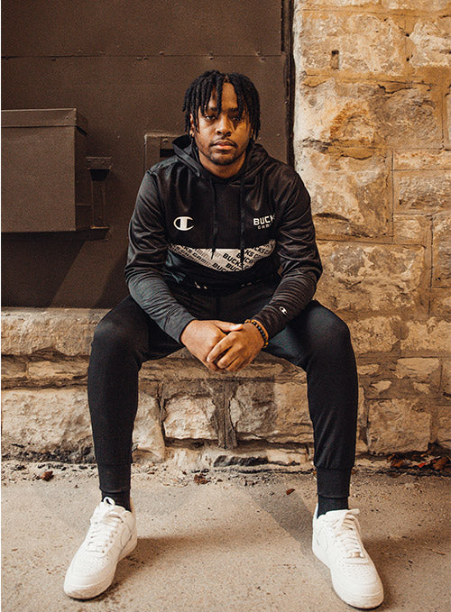 Champion Teaming Bucks Gaming Hooded Sweatshirt In Black - Front View On Model