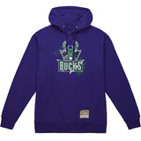 Mitchell & Ness HWC'93 Game Day Pattern Milwaukee Bucks Hooded Sweatshirt In Purple - Front View