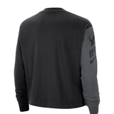 Women's Nike Boxy ESS Versus Milwaukee Bucks Long Sleeve T-Shirt In Black, Green & Grey - Back View