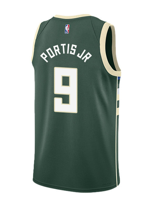 Nike 2022 Icon Edition Bobby Portis Jr Milwaukee Bucks Swingman Jersey In Green - Back View